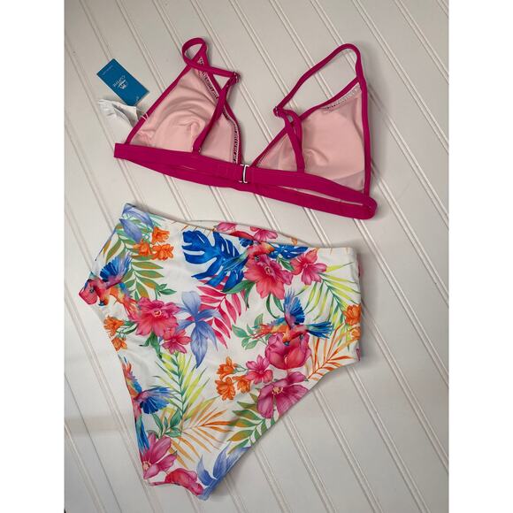 NWT Cupshe X Iskra Cobalt Floral Bikini Top & High-Waisted Bottoms Set BUNDLE M - Picture 4 of 6